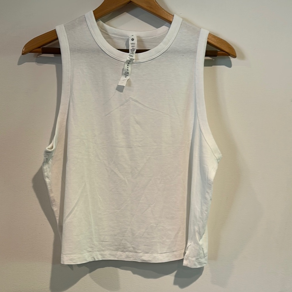 Lululemon Athletica White Muscle Tee Crop Top